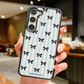Black Bowknot Phone Case For Samsung Galaxy S26 Ultra Case A16 A56 5g A17 A55 A54 A36 A07 A06 S25 Ultra S24 FE S23 Lanyard Cover