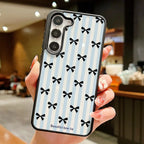 Black Bowknot Phone Case For Samsung Galaxy S26 Ultra Case A16 A56 5g A17 A55 A54 A36 A07 A06 S25 Ultra S24 FE S23 Lanyard Cover