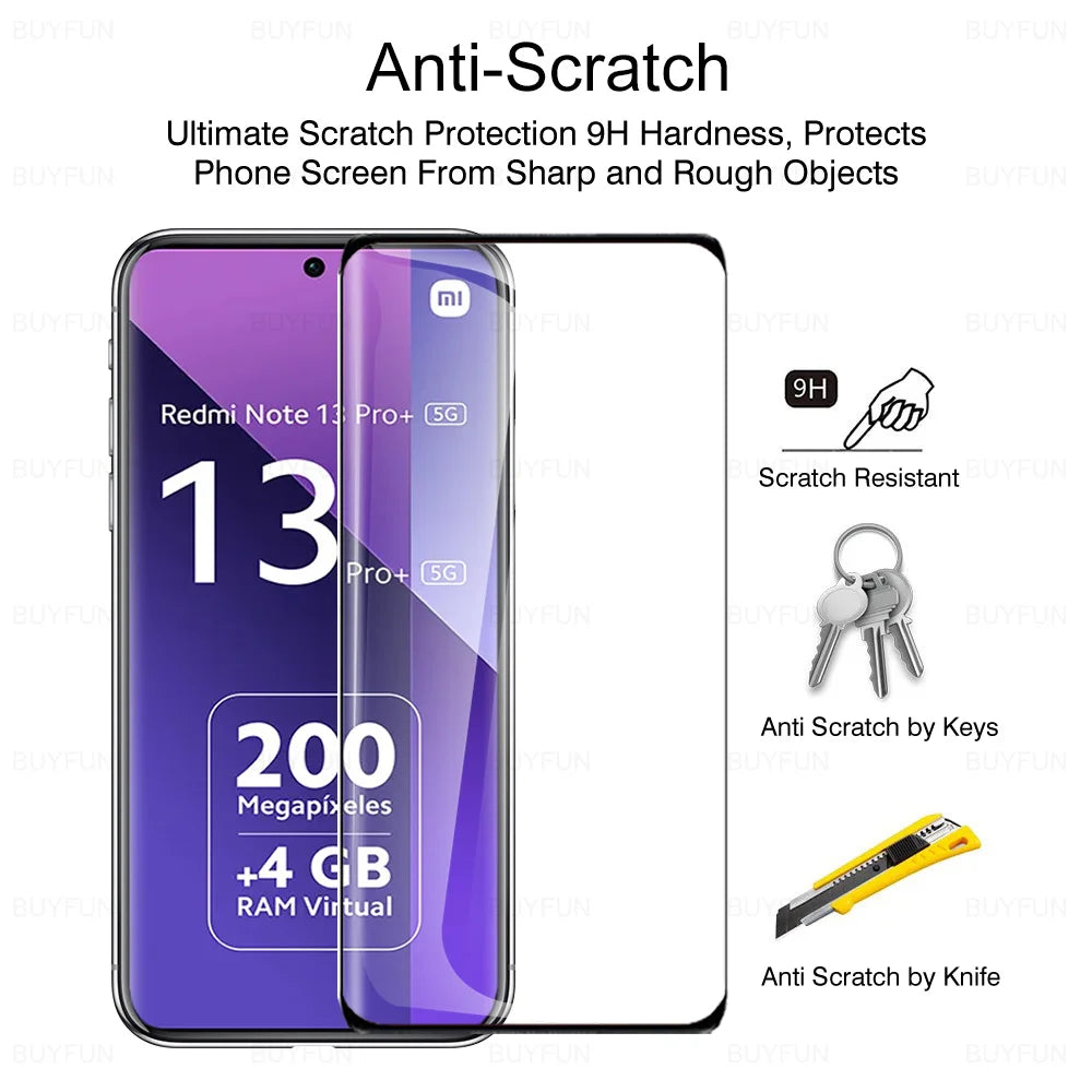 1-3Pcs Curved Tempered Glass For Xiaomi Redmi Note 13 Pro+ 14 15 Pro Plus 5G Screen Protector Note15 ProPlus Note14Pro 14Pro 4G