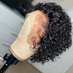 Pixie Cut Wig Transparent Lace Front Human Hair Wig Short Kinky Curly Bob Wigs Brazilian Water Wave Human Hair Wigs For Women