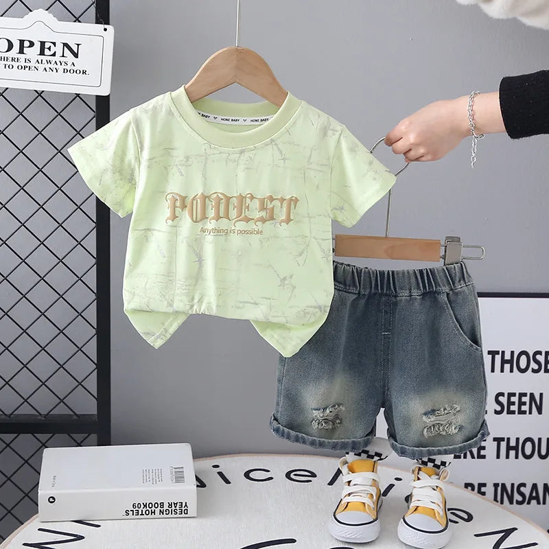 Summer Infant Boys Clothing For Children Casual Letter T-Shirt Shorts 2Pcs/Set Toddler Baby Girl Clothes Costume Kids Tracksuits