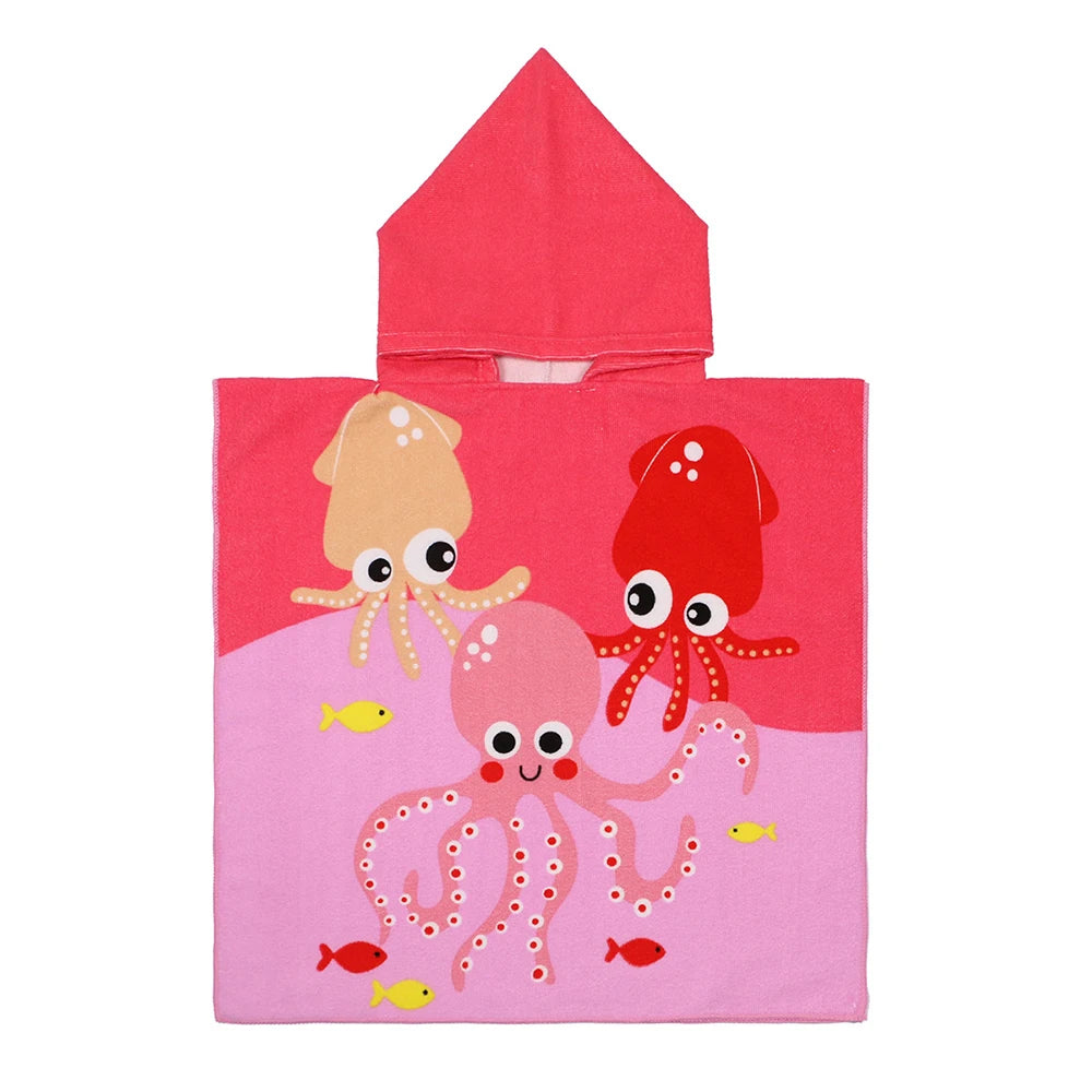 Baby Cartoon Printing Bathrobe Girls Unicorn Beach Towel Boy Shark Dinosaur Bath Towel Kids Hooded Cape Towel Children Bath Item