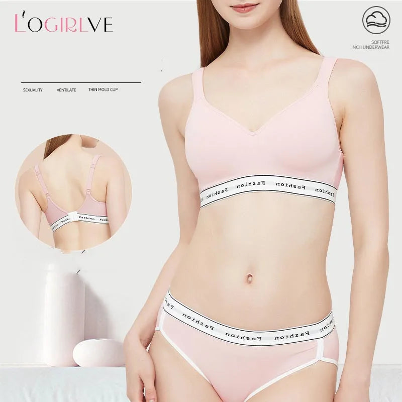 Logirlve French Thin Cup Lingerie Set Lace Bras High Quality Women Underwear Wireless Push Up Brassiere Breathable Bras Panties