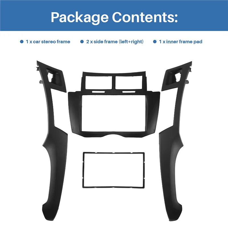 Car Radio Fascia Trim Kit, 2 Din Dash Panel DVD Frame Install Kit For Toyota Yaris Vitz Platz 2005 2006 2007 2008-2011