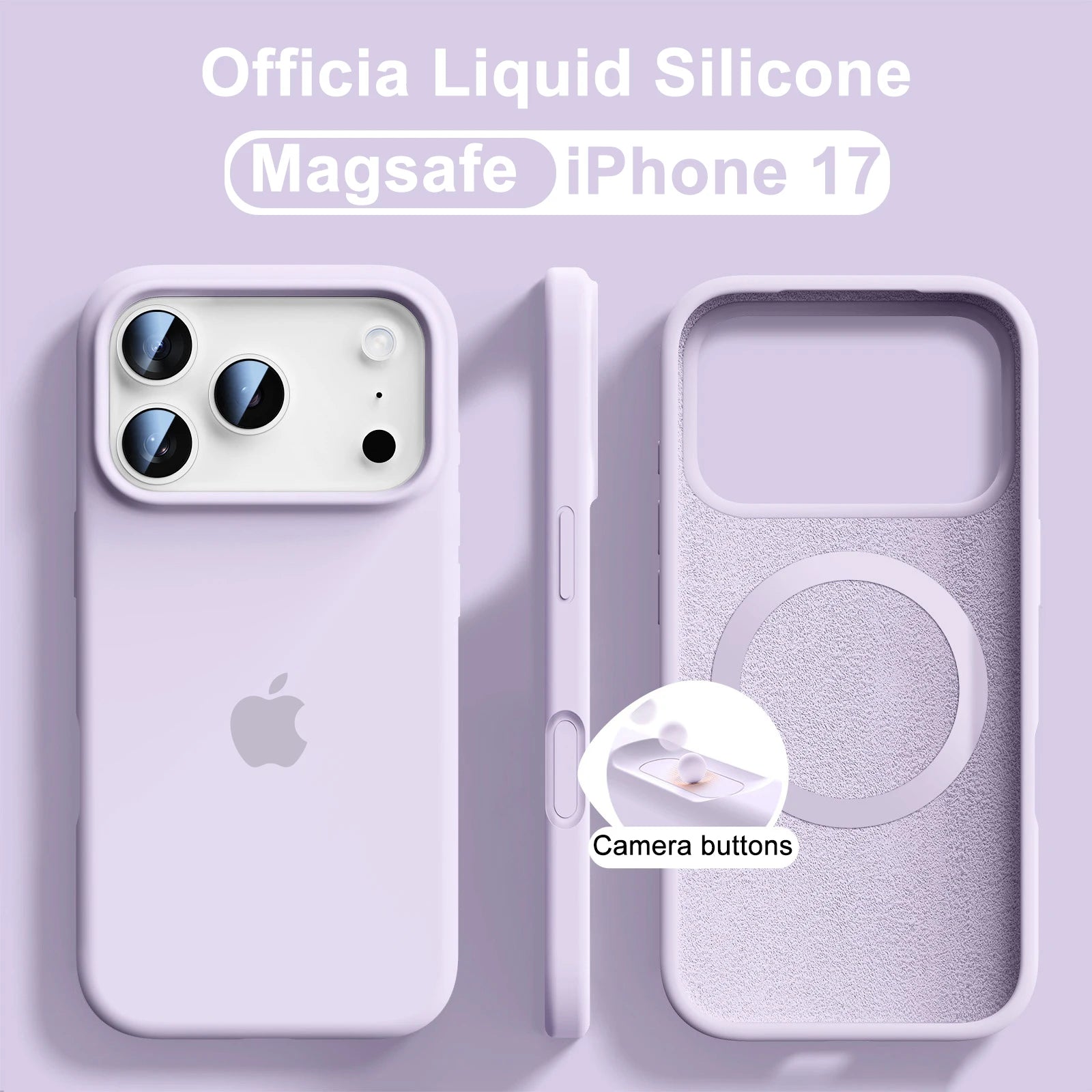 Official Solid Colour Liquid Silicone Magnetic Wireless Charging Phone Case For iPhone 17 Pro Max 16 15 14 13 Soft Bumper Cover