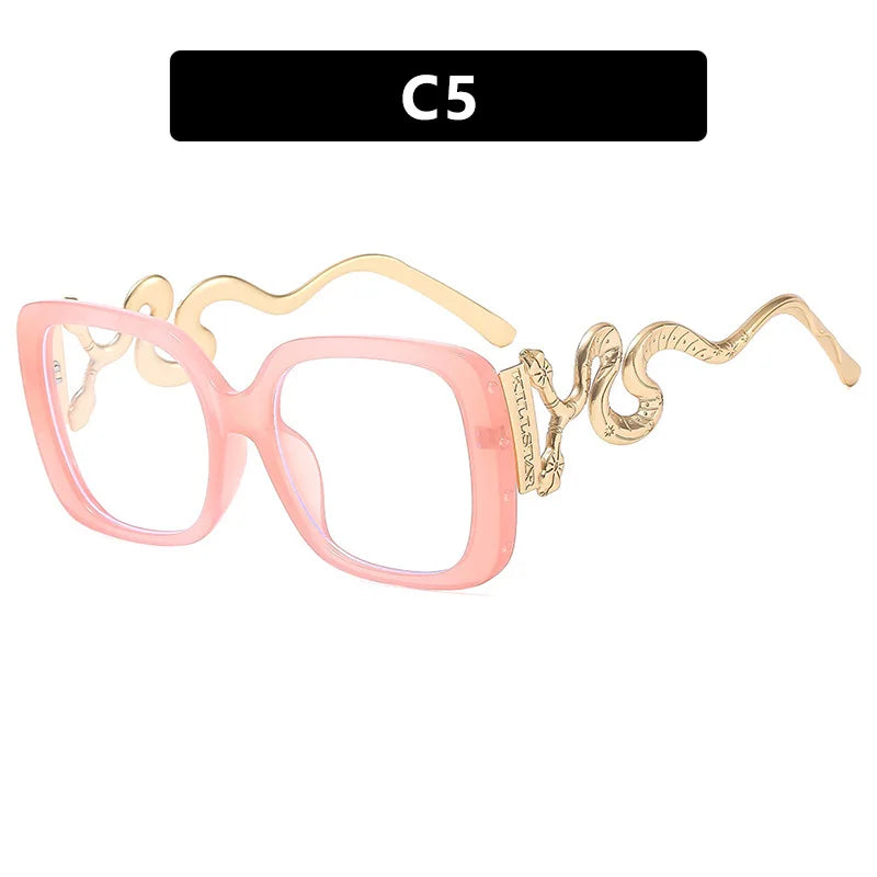 Oversize Snake Designer Frame Anti Blue-Ray Glasses For Women Classic Luxury Brand Ladies Casual Glasses UV400