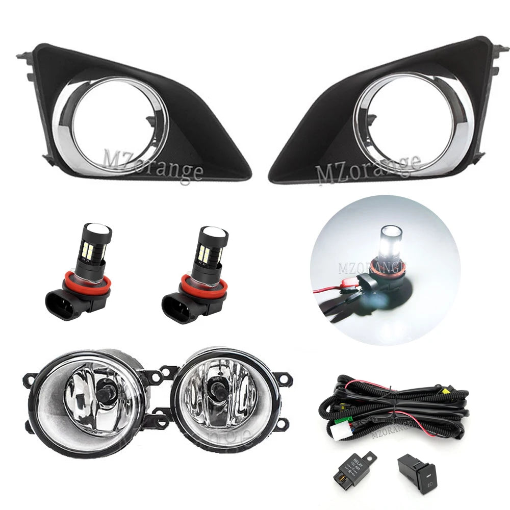 Fog Lights Led for Toyota Corolla 2007 2008 2009 2010 Fog Lamp Assembly Chrome Cover Grill Bezel Headlights car accessories