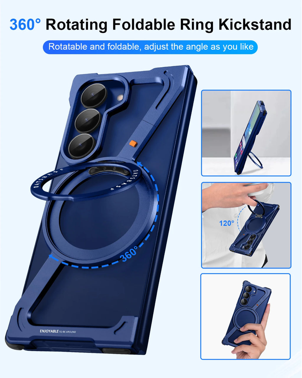 Eary Frame Case for Samsung Galaxy Z Fold 7 for Magsafe 360°Rotation Magnetic Stand Metal Phone Case Shockproof Protector Cover