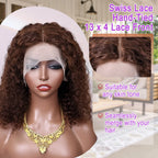 Deep Wave #4 Brown Water Wave Human Hair Bob Wigs 13×4 Lace Frontal Wigs Human Hair Short Wig Transparent Lace Human Hair Wig