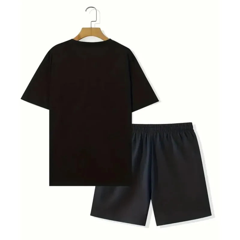 2024 Fashion Men's Sportswear Short Sleeve T Shirt And Sports Shorts Summer Casual Vintage Patchwork Suit Men's Two Piece Suit