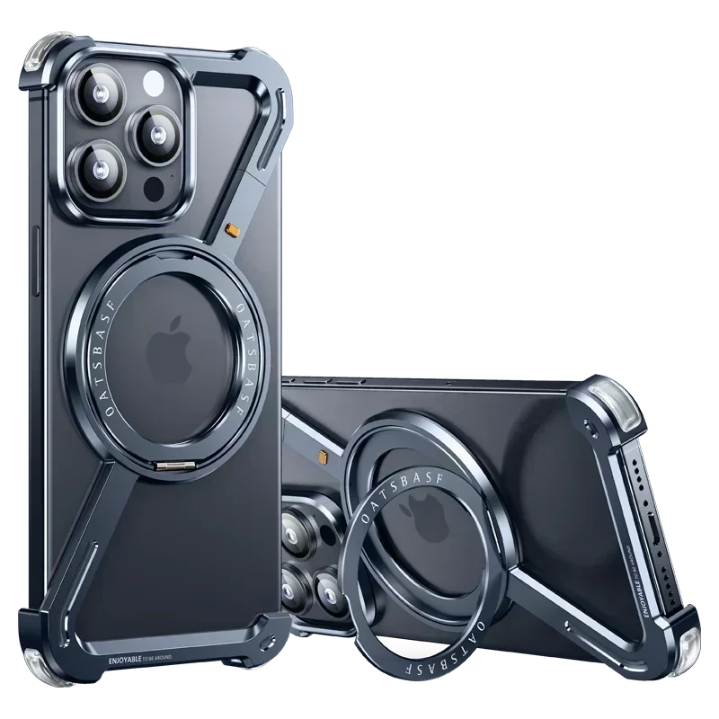Eary Z Shape Frameless Phone Case for iPhone 17 Pro Max Air 16 15 14 13 for Magsafe Aluminum Metal Magnetic 360° Rotation Stands