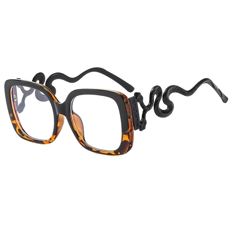 Oversize Snake Designer Frame Anti Blue-Ray Glasses For Women Classic Luxury Brand Ladies Casual Glasses UV400