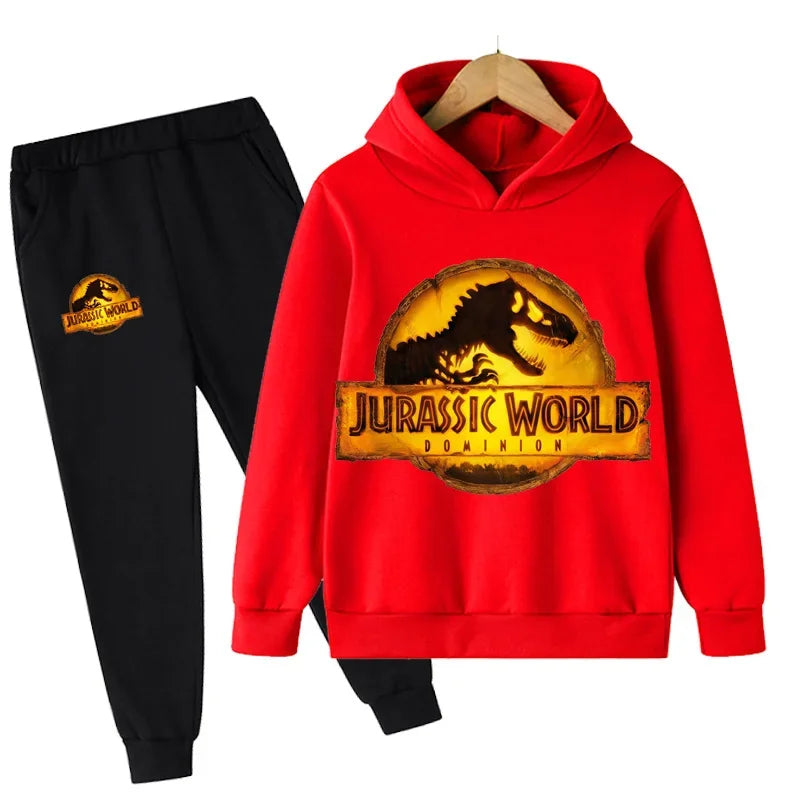 Kids Jurassic World  Children Dinosaur Hoodies Pants Set  Fashion Pullovers Clothes Boys Girls Dominion Sweatshirts Hooded Suit