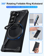 Eary Aluminium Metal Case for Samsung Galaxy Z Fold 7 w/ 360°Rotatable Magnetic Stand Frameless Bumper Shockproof Phone Cover