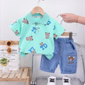 Summer Kids Baby Boys Cartoon Bear Suits Short Sleeve T-Shirt Shorts Casual Clothes Outfit Girls Clothing 2PCS/Set