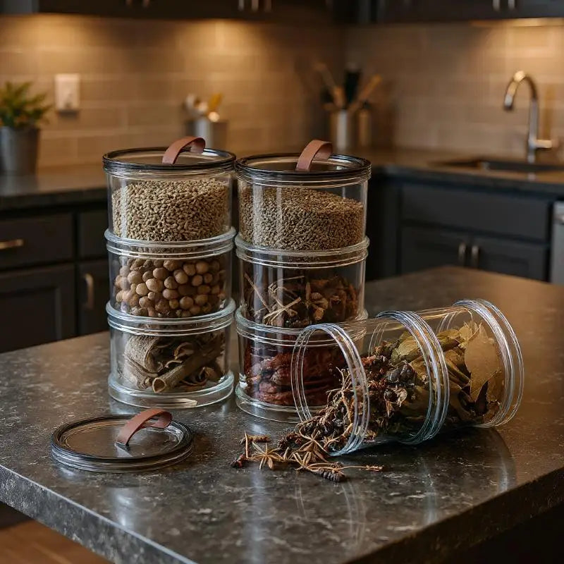 Sealed Jars Kitchen Seasoning Storage Organizer Airtight Stackable Bottle Organization Space-Saving Design For Home Dish Counter