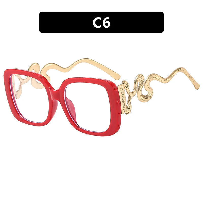 Oversize Snake Designer Frame Anti Blue-Ray Glasses For Women Classic Luxury Brand Ladies Casual Glasses UV400