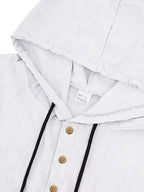 mens cotton linen 2 piece set hooded short sleeve henley shirt drawstring long pants breathable casual beach summer outfit