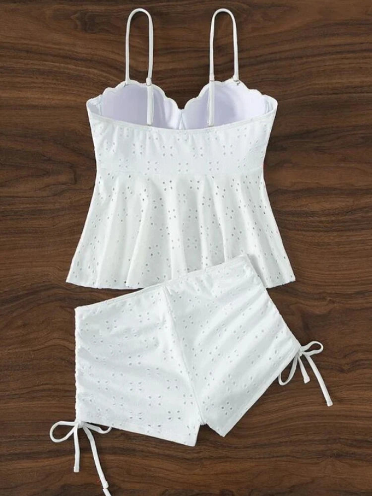 Vigoashely 2026 Sexy Solid Push Up Tankini Set Strapped Verge Swimsuit Women High Waist Swimwear Backless Beach Bathing Suit