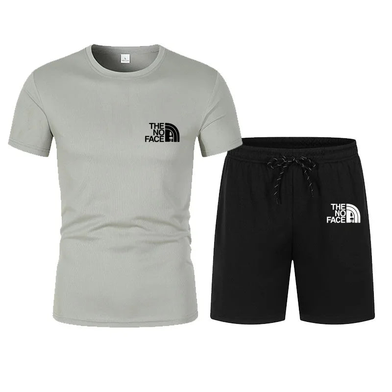 2026 Summer Fashion Trend Casual Sports Two-piece Set Trendy Men's Short Sleeved T-shirt+shorts Set