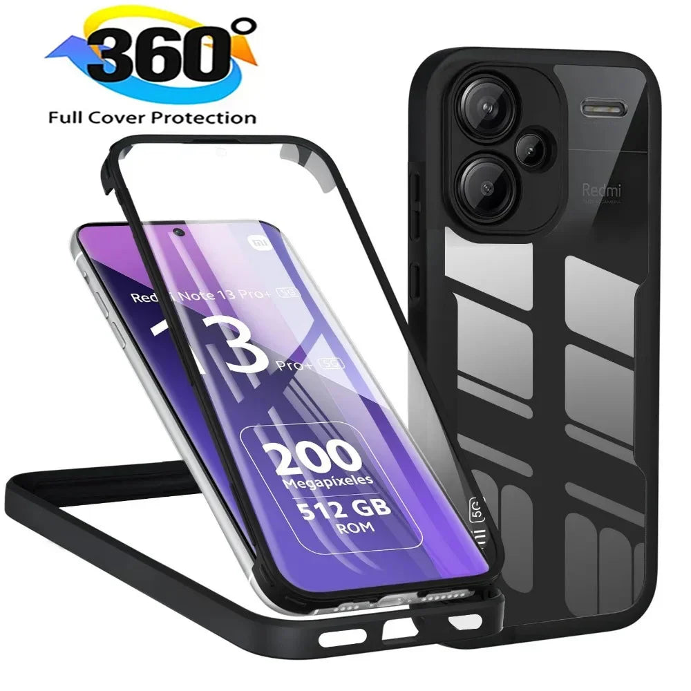 360 Full Body Screen Protector Case For Xiaomi Redmi Note 13 Pro Plus 5G 13 12 12s 11 10 Pro 10s 11s Redmi 10 10C 12 13C Cover