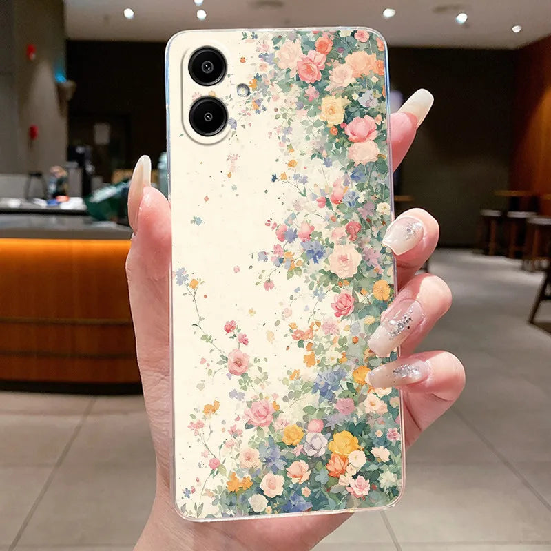 For Samsung A07 2025 Clear Phone Case Luxury Butterfly Flowers Casing For Samsung Galaxy A07 SamsungA07 A 07 Silicone Back Cover