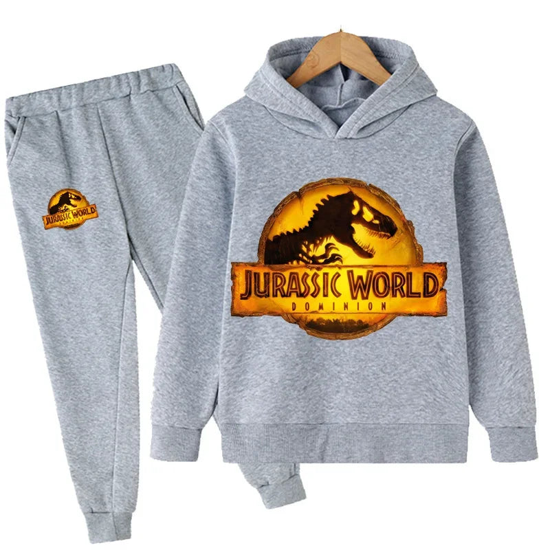 Kids Jurassic World  Children Dinosaur Hoodies Pants Set  Fashion Pullovers Clothes Boys Girls Dominion Sweatshirts Hooded Suit