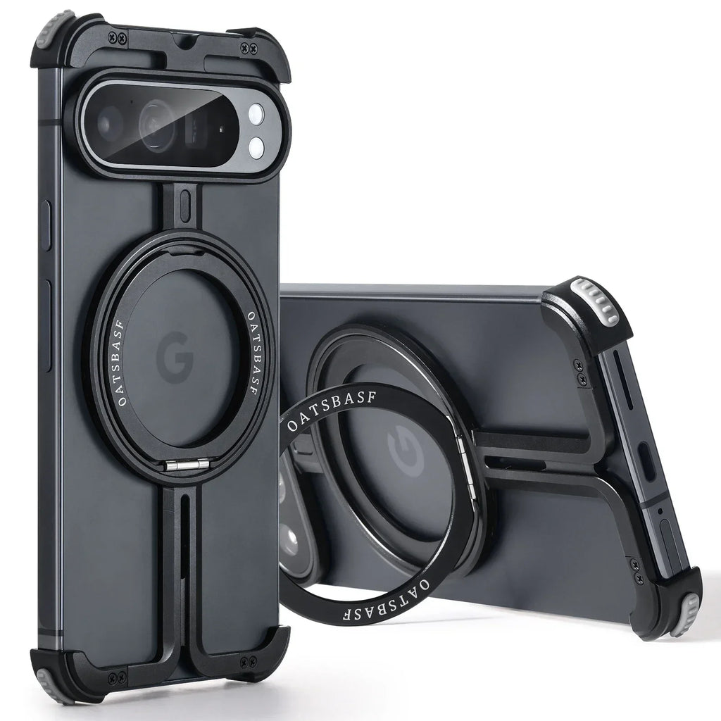 Eary Frameless Phone Case for Google Pixel 9 Pro with MagSafe Ring Kickstand 360°Rotatable Shockproof Protective 9 Pro XL Shells