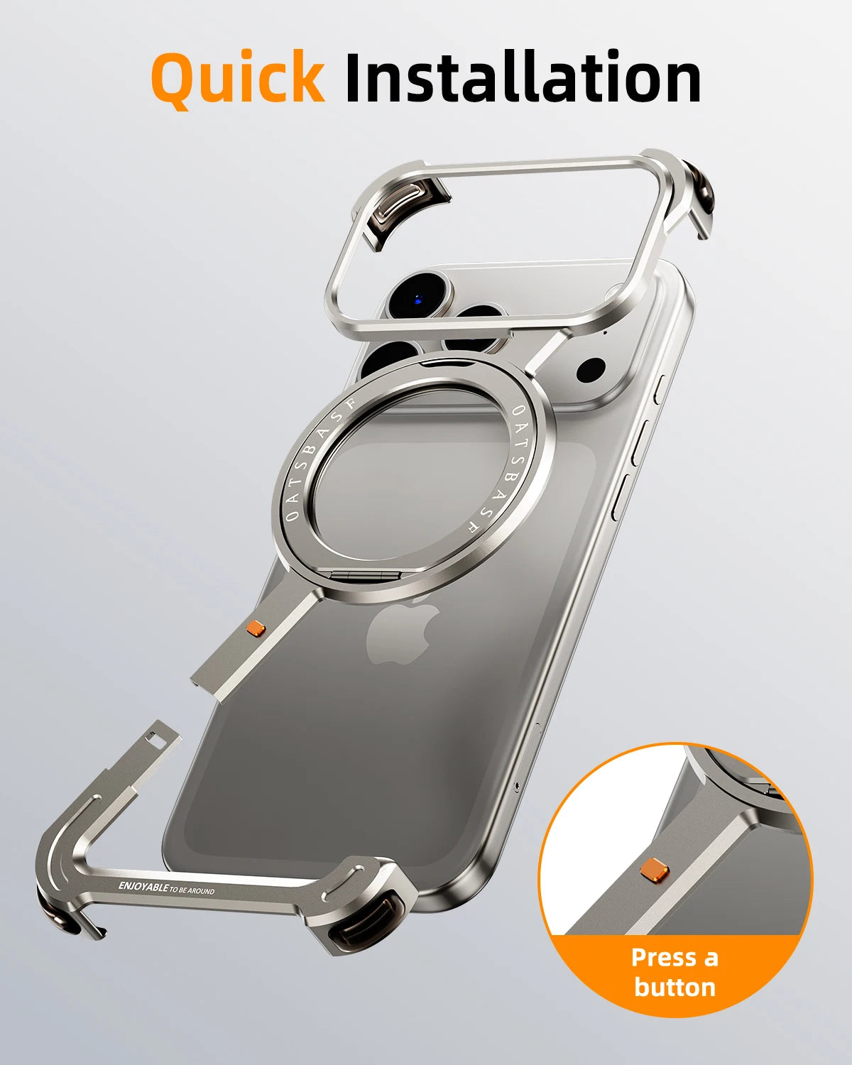 Eary Z Case for iPhone 17 Pro Max Air Phone Case Frameless 360°Rotation Magnetic Stand for Magsafe Shockproof Protective Cover