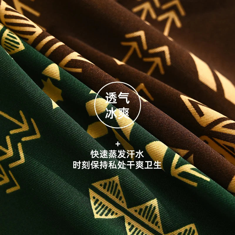 Underwear Man 2025 ice silk screen printed antibacterial breathable boxer shorts four-corner men's cheap clothing