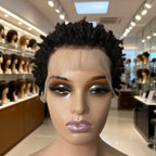High Quality 180% Density Afro Kinky Curly 13x4 Ear To Ear Lace Frontal Wigs for Women 6inches Natural Color Remy Hair Wigs
