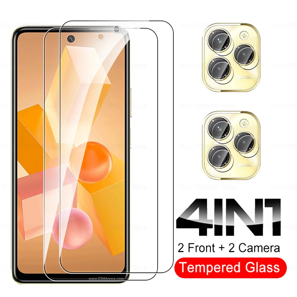 For Infinix Hot 40 Pro Glass 4in1 Camera Protective Tempered Glass For Infinix Hot 40i Hot40 40Pro Screen Protector Film Cover