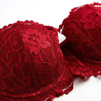 Women Bras Sexy Lace Half Cup Push Up French Style Lingerie Soft Deep V Top Breathable Back Closure Thin Bralette Ropa Mujer
