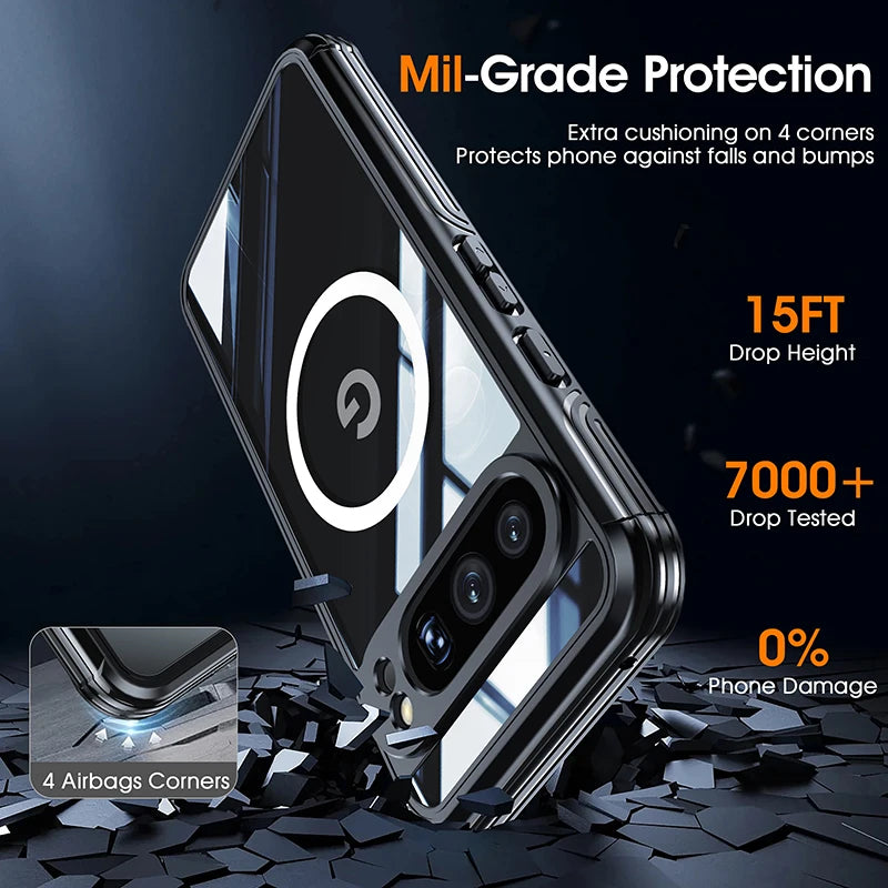 Suitable for Google Pixel 10 9 8 Pro XL 9A high transparency PC glass screen all inclusive phone case, magnetic protective cover