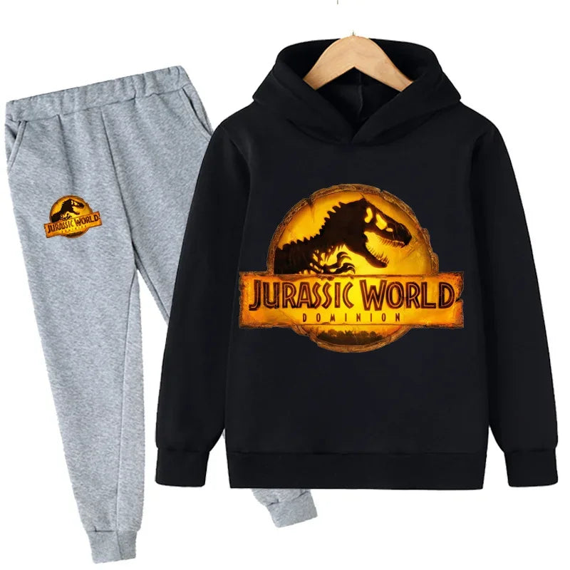 Kids Jurassic World  Children Dinosaur Hoodies Pants Set  Fashion Pullovers Clothes Boys Girls Dominion Sweatshirts Hooded Suit