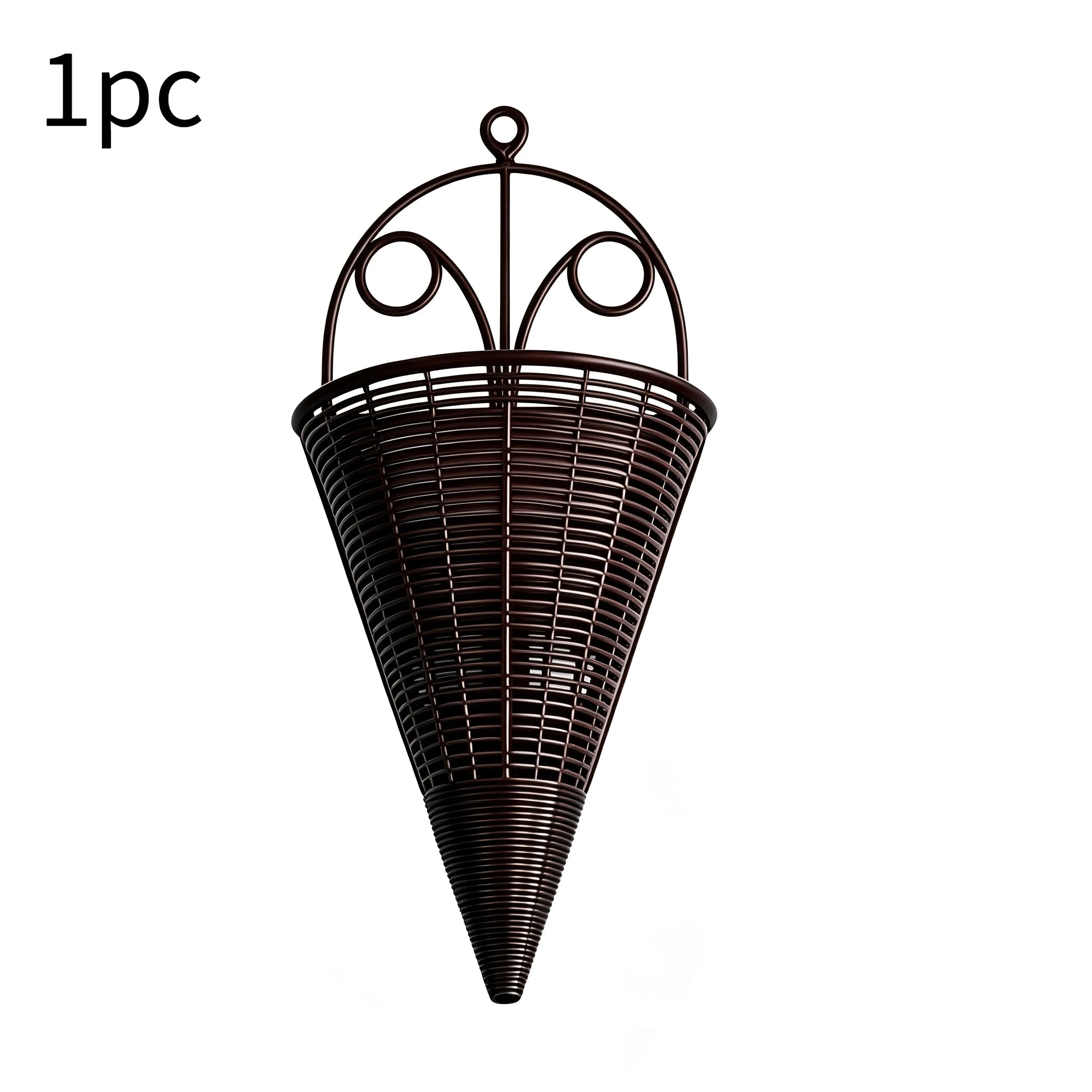 Home Decoration Hanging Flower Basket Plastic Durable Art Rattan Wall Hanging Fan-shaped Pattern Flower Arrangement Container