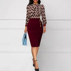 European and American sexy and fashionable digital printed long sleeved women's dress with autumn and winter British style
