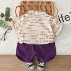 Summer Kids Baby Boys Clothing Suits Full Letter Short Sleeve T-Shirt Shorts Casual Clothes Outfit Girls Clothing 2PCS/Set