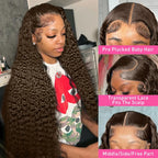 HD Chocolate Brown Deep Wave 13×6 HD Lace Front Wigs Brazilian Brown 13×4 Transparent Lace Frontal Wigs For Women Pre Plucked