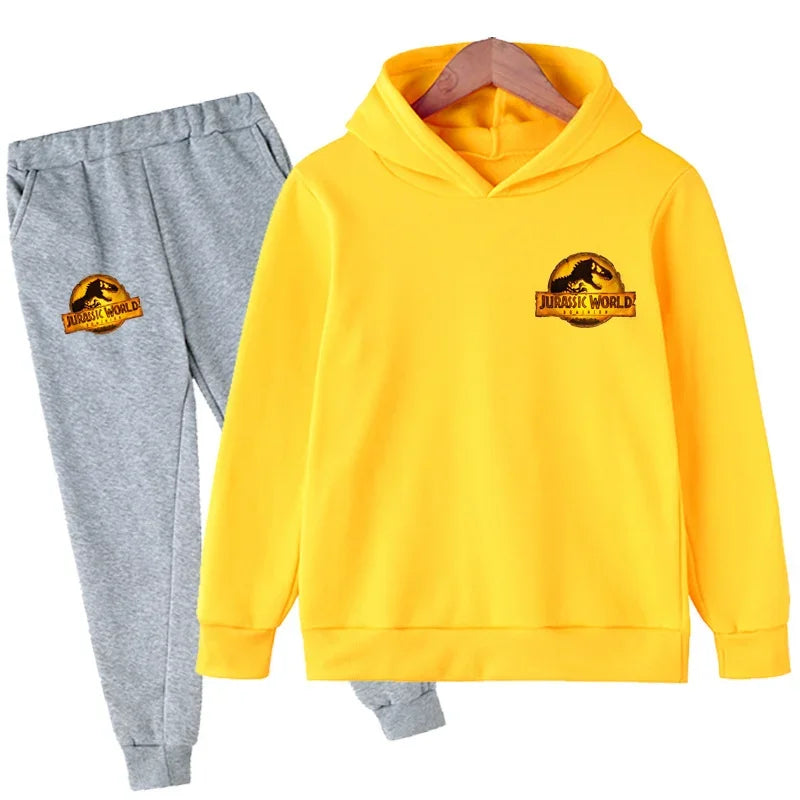Kids Jurassic World  Children Dinosaur Hoodies Pants Set  Fashion Pullovers Clothes Boys Girls Dominion Sweatshirts Hooded Suit