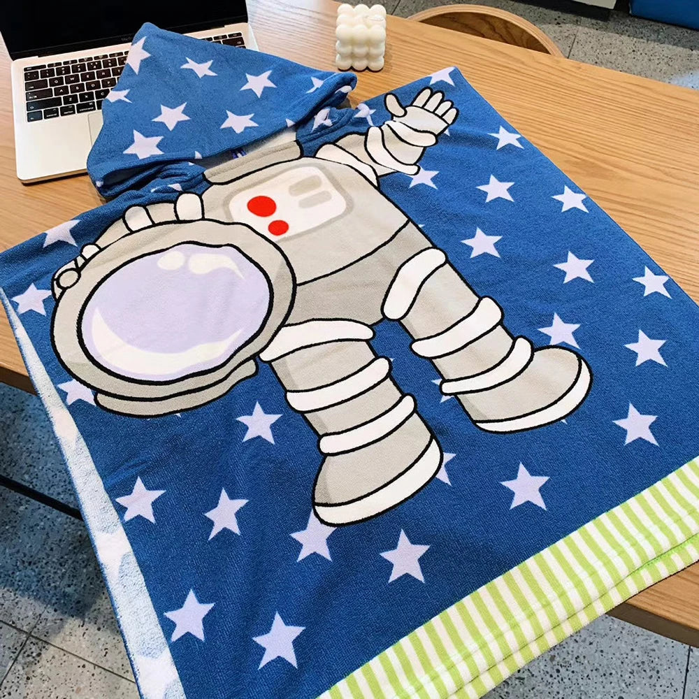 Baby Cartoon Printing Bathrobe Girls Unicorn Beach Towel Boy Shark Dinosaur Bath Towel Kids Hooded Cape Towel Children Bath Item