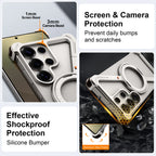 Eary Phone Case for Samsung Galaxy S25 S24 Ultra for Magsafe Magnetic Ring Stand 360°Rotating Frameless Metal Shockproof Cover