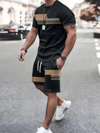 New summer men's sportswear short-sleeved T-shirt suit two-piece outdoor travel clothing oversized shorts training clothes