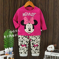 1-3year Spring Children's red Minnie Cotton Long Sleeve Top And Pants Set Cartoon Printed Girls Clothing Suit for Kids