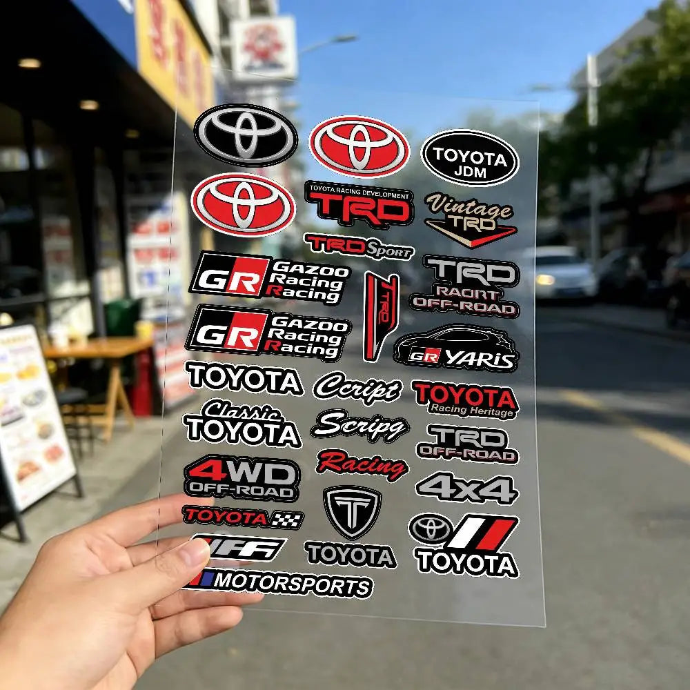 For Toyota Motorcycle Reflective Stickers Waterproof Decals For Helmet Scooter Fuel Tank Toolbox Racing