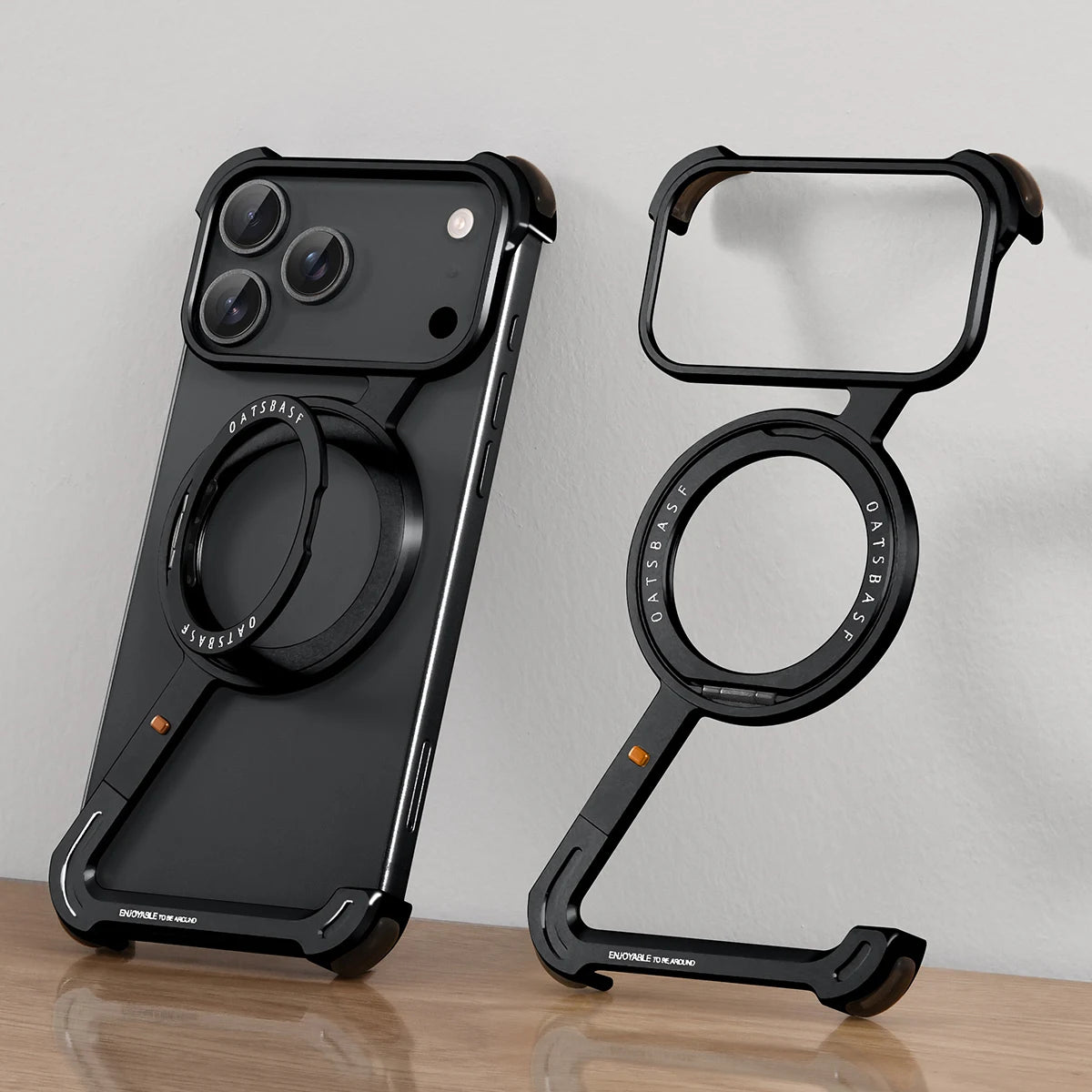 Eary Z Case for iPhone 17 Pro Max Air Phone Case Frameless 360°Rotation Magnetic Stand for Magsafe Shockproof Protective Cover