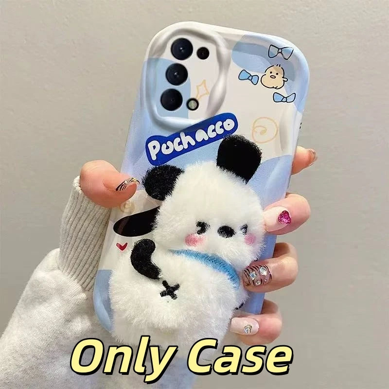 3D Kuromi Kitty Phone Case For Samsung Galaxy A55 A35 A25 A15 A05S A05 A14 A24 A34 A54 A04E A04S Wrist Strap Cartoon Plush Cover