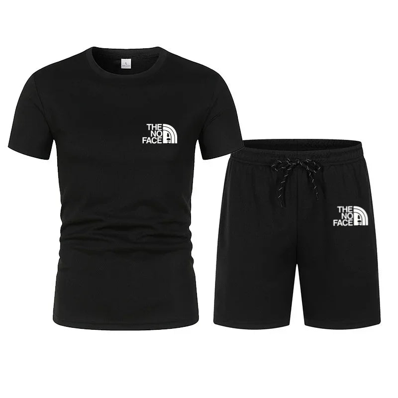 2026 Summer Fashion Trend Casual Sports Two-piece Set Trendy Men's Short Sleeved T-shirt+shorts Set