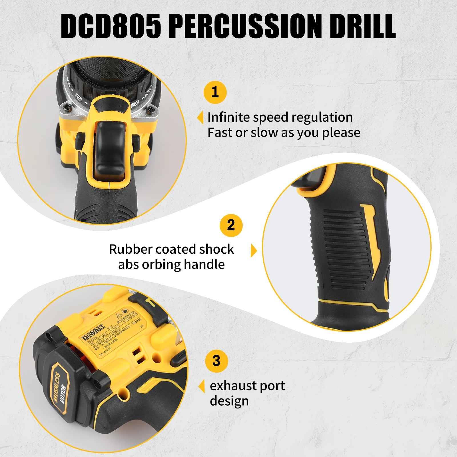 DEWALT DCD805 Cordless Impact Drill Brushless Professional Car Maintenance & Household Repair Durable Tool Only