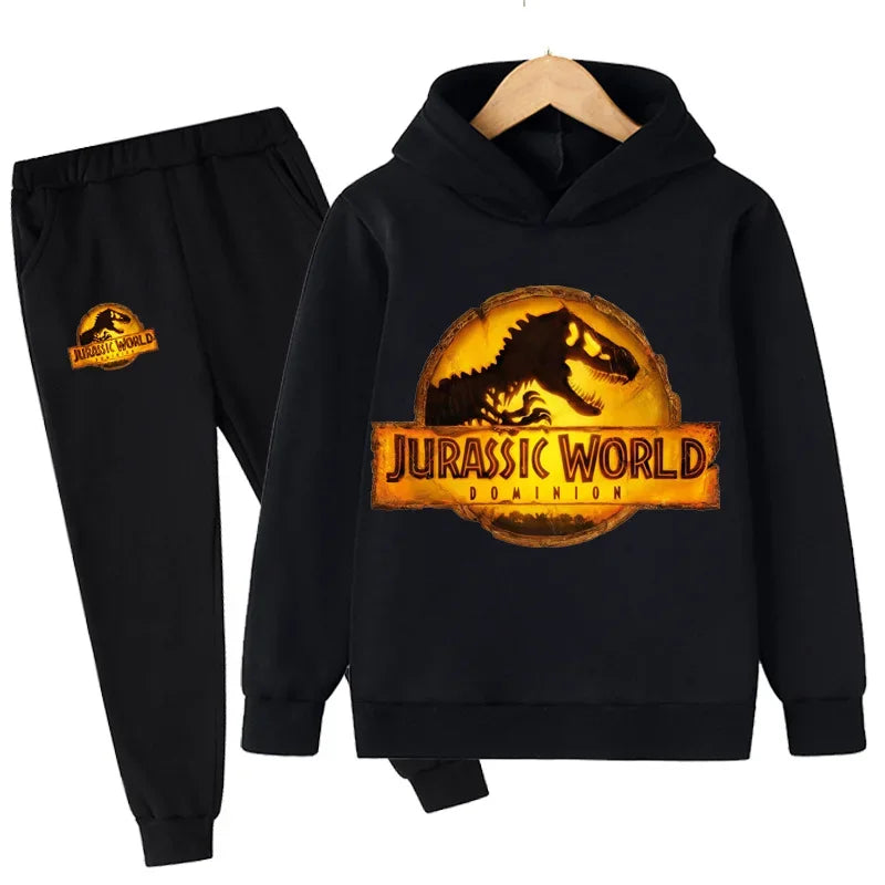 Kids Jurassic World  Children Dinosaur Hoodies Pants Set  Fashion Pullovers Clothes Boys Girls Dominion Sweatshirts Hooded Suit